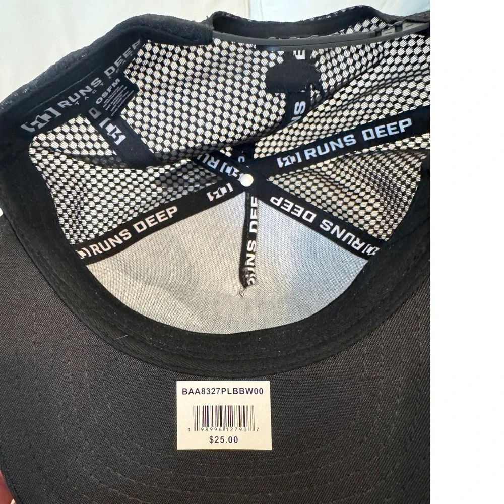 Runs Deep Tactical American Flag Mesh‎ Trucker Hat OSFM Black Gray
